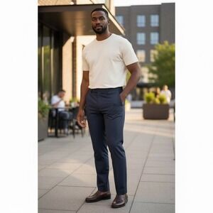 NEW Kenneth Cole Reaction Mens Flat Front Flex Waist Dress Pants 32W x 30L